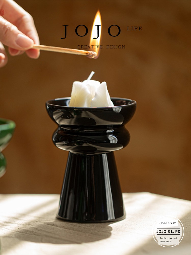Jojo's L. Pd. Shabby. Ceramic Aromatherapy Candle Cup Ins Scandinavian High-Leg Candlestick Ornaments | Our Room