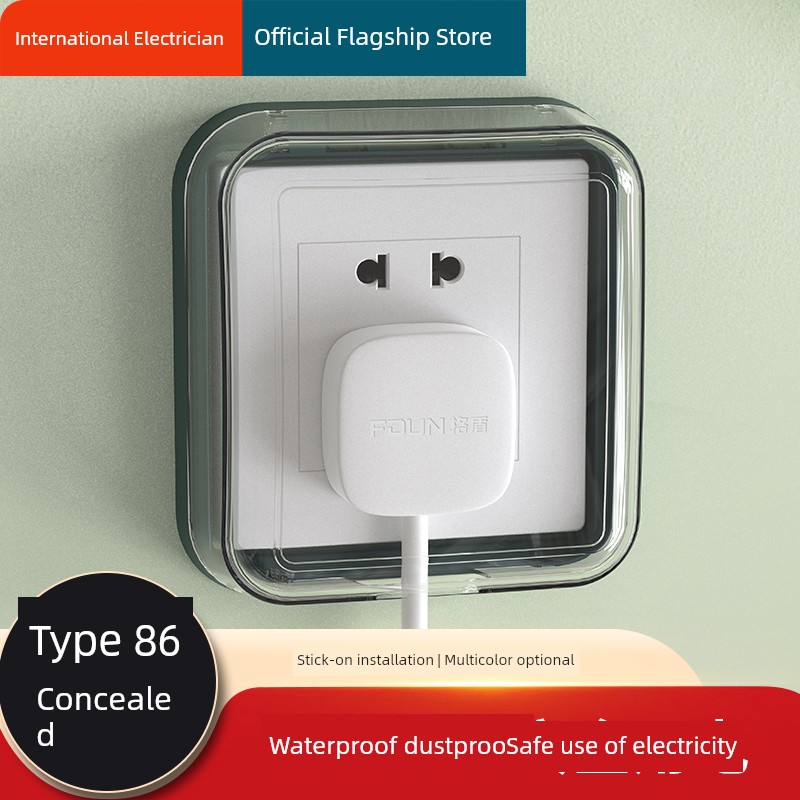 Bathroom Toilet Socket Waterproof Cover 86 Type Adhesive Water Proof Cover for Switch Kitchen Switch Panel Protective Cover Waterproof Box