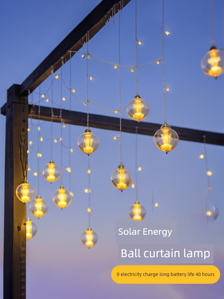 Solar-Powered String Lights Outdoor Waterproof Colored Lights Small Night Lamp Courtyard Garden Layout Top Floor Balcony Terrace Chandeliers