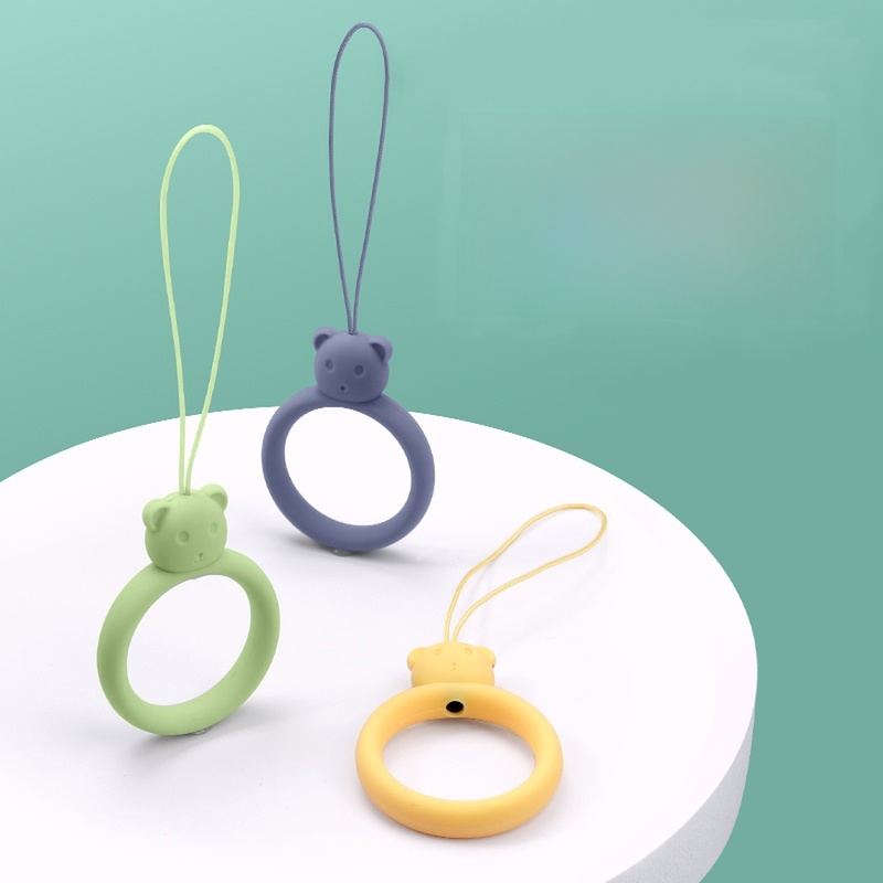 Cartoon Bear Access Control Liquid Silicone Mobile Phone Lanyard