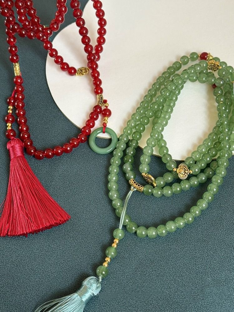 National Style New Chinese Style Long Agate Sweater Chain Beaded