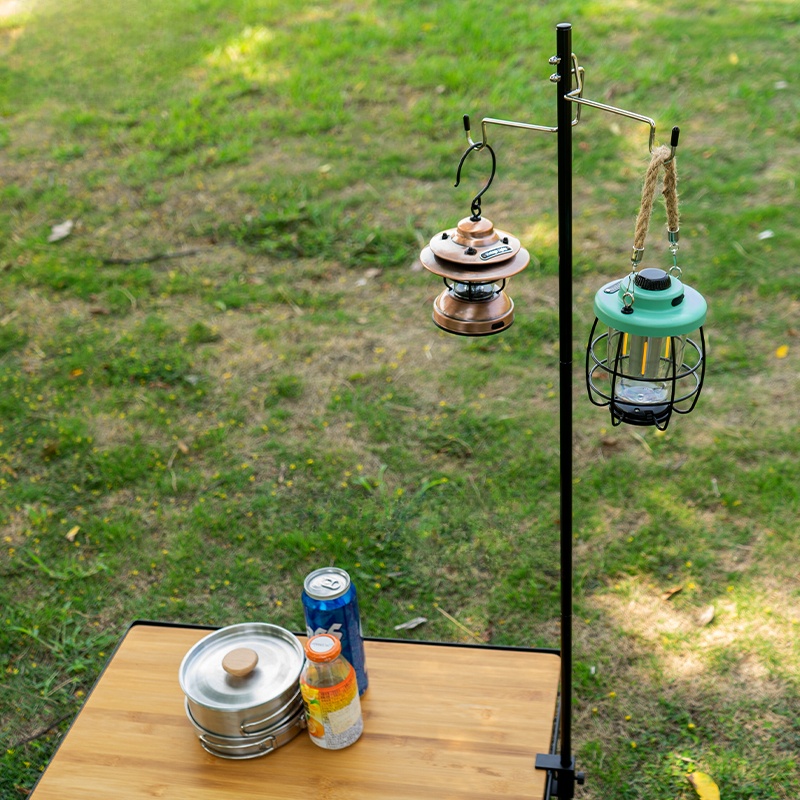 Outdoor Simple Lamp Holder Camping Foldable Double Hook Lamp Hanging Ultralight Aluminum Alloy Bracket Camping Desktop Fixed Bracket