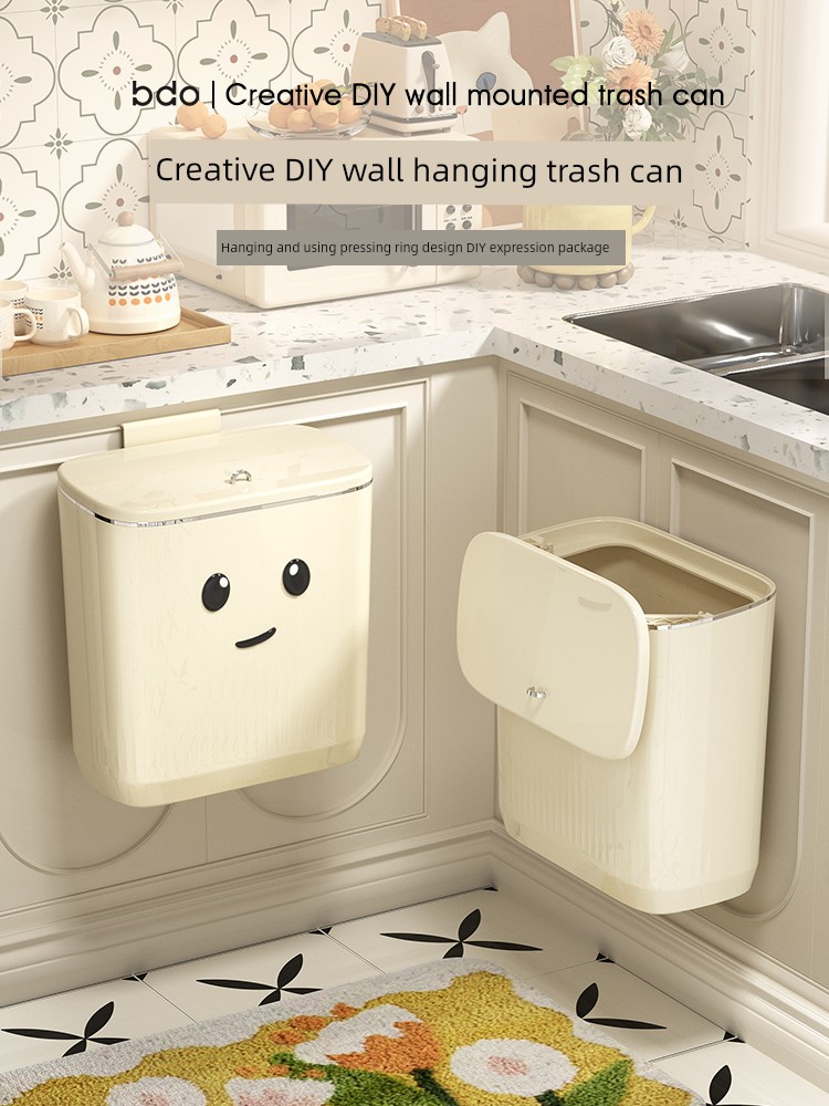 Kitchen Trash Can Hanging Avoid Bending Wall Hanging Wastebasket For Home 2024 New Arrival Good-looking Cute Toilet