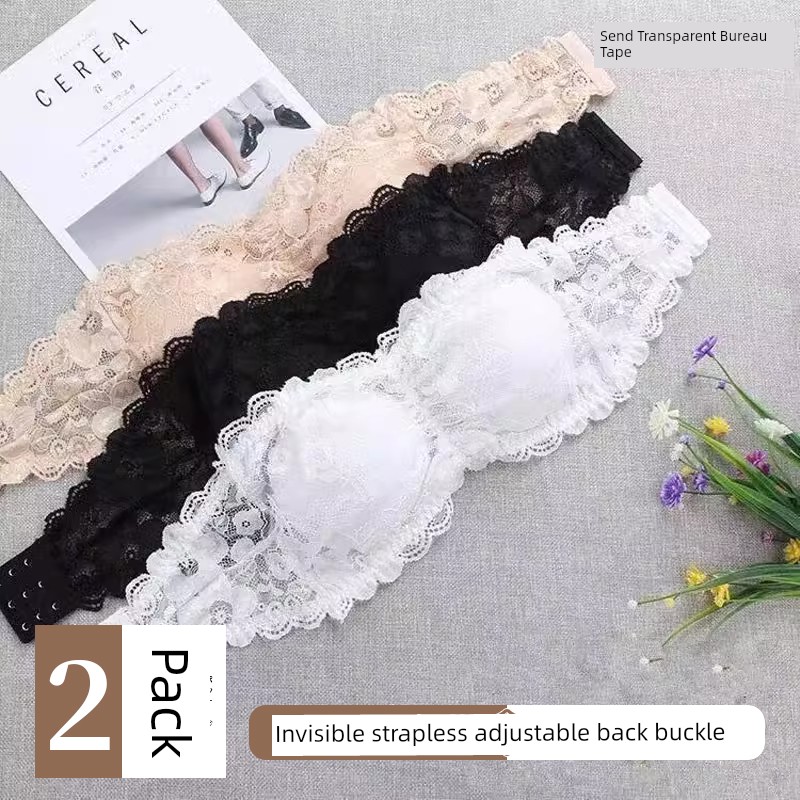 Strapless Tube Top Intimates Women's Fashion Tape Push up Anti-Slip Tube Top Beauty Back Strapless Bra Base Summer Inner Wear