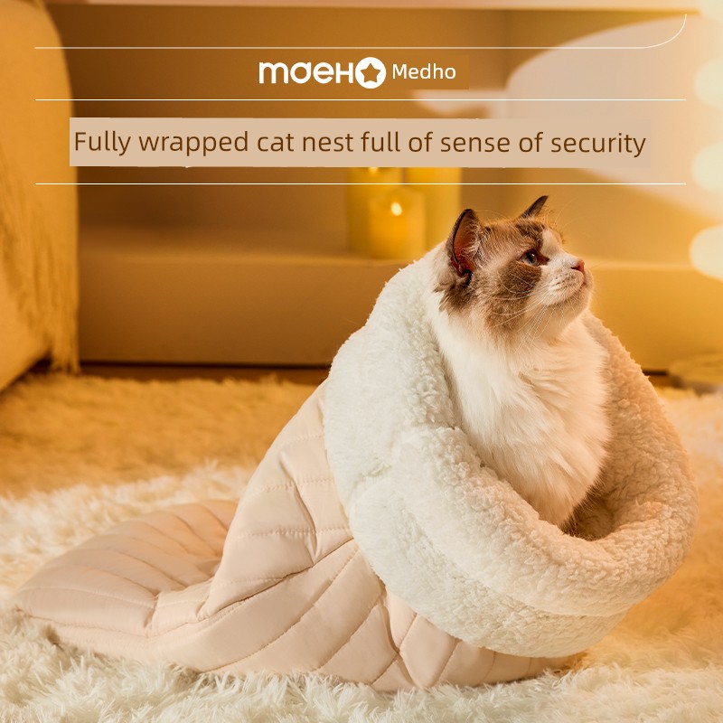 Cat Nest Closed Sleeping Bag Sense of Security Winter Heattech Cat All Year Round Neutral Half Cat Bed Winter Sleep Kennel