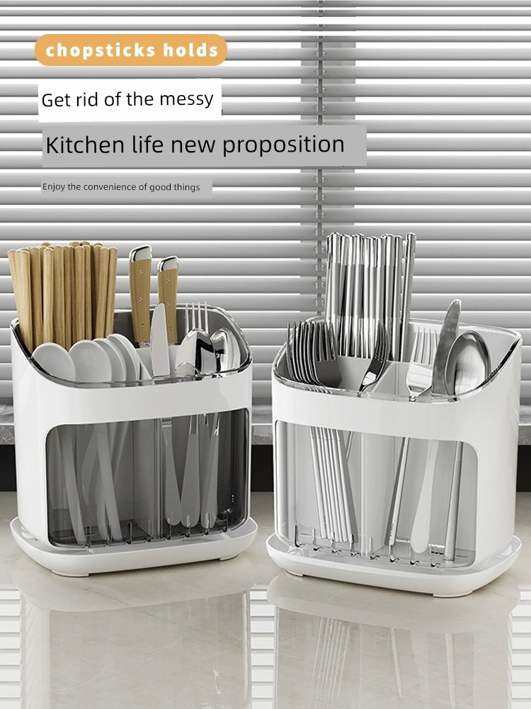 Chopsticks Storage Box For Home Kitchen Countertop Compartment Drain Chopsticks Tube Spoon Storage Rack Mildew-Proof Chopsticks Basket