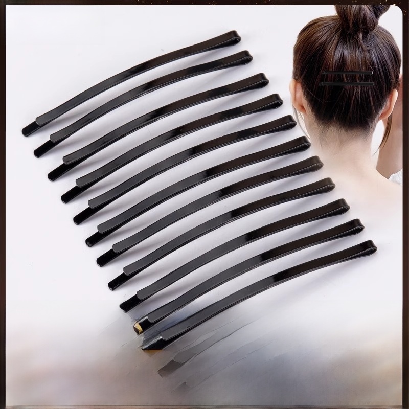 Black Side Hair-Holding Hairpin Bold Curved Clip