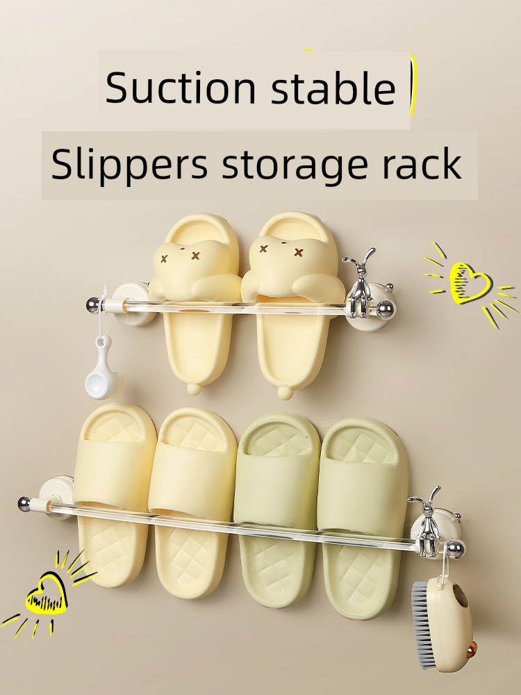 Slipper Rack Punch-Free Storage Fantastic Water-Draining Suction Cup