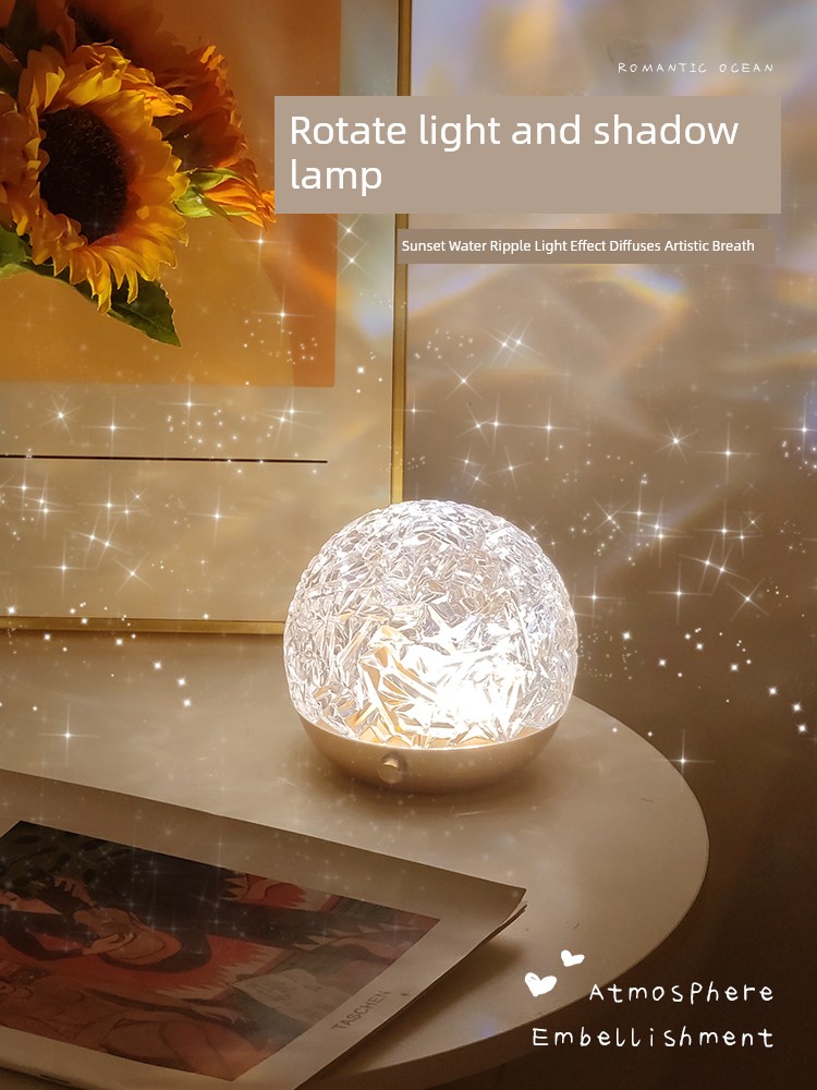 Sunset Water Ripple Small Night Lamp Bedroom Sleeping Bedside Table Lamp Internet Celebrity Sexy Light and Shadow Romantic Atmosphere Ambience Light Sentiment