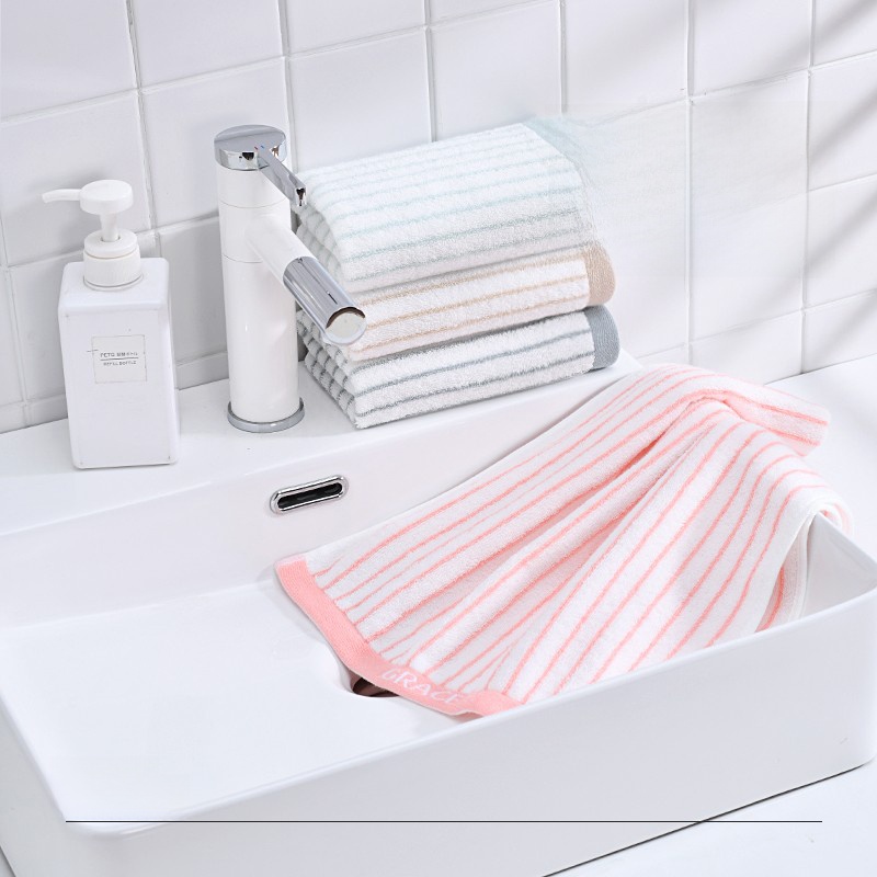 Grace Thickened Striped Couple Bathing Towel Pure Cotton