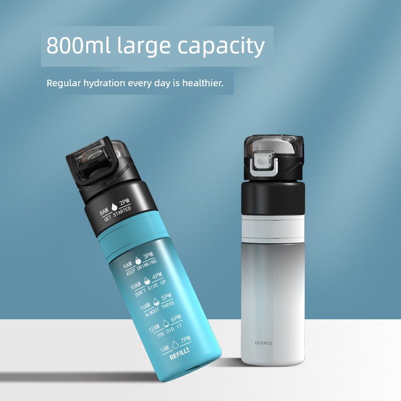 Full Grid Sports Water Cup Plastic Cup Men's and Women's Water Bottle with Scale Large Capacity Portable Outdoor Water Kettle