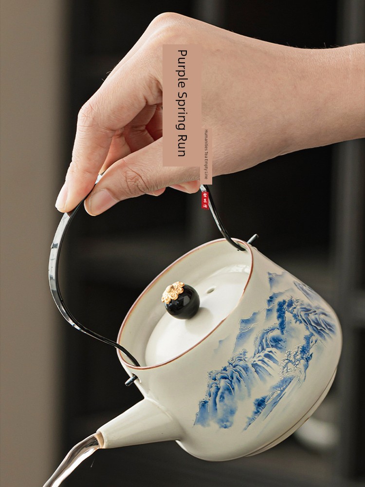 Jojo's L. Pd. Ziquan Jian. Qingshan Ru Ware Loop-Handled Teapot Teapot Retro Oven Mitts For Home | Recommendation
