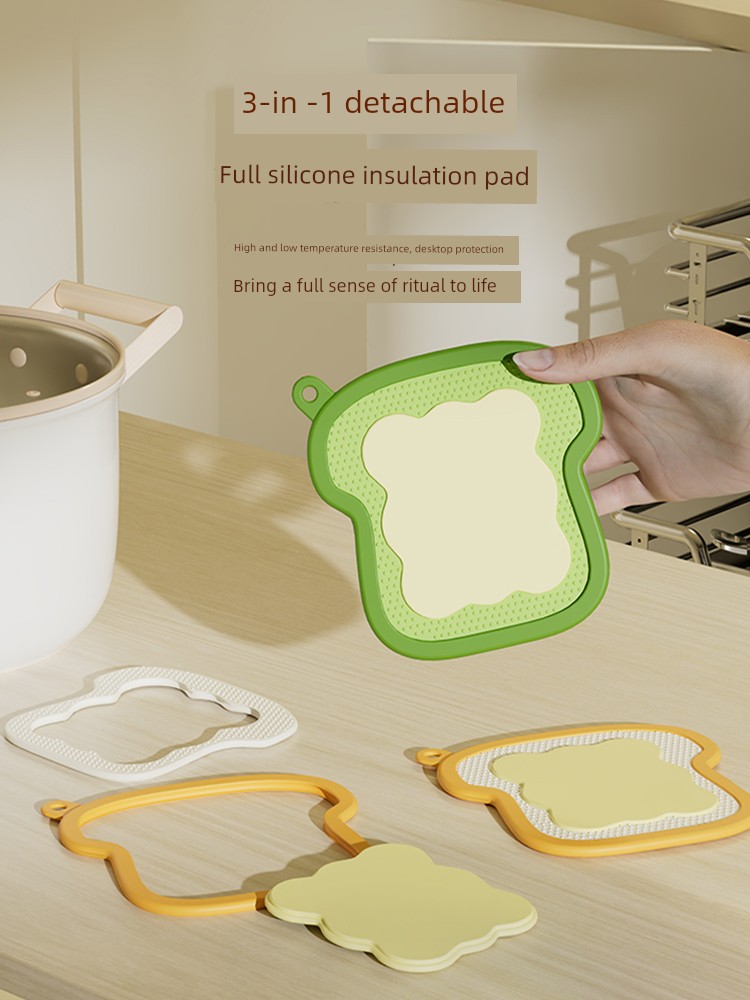 Three-in-One Removable Heat Proof Mat Silicone Placemat Casserole Mat Coaster For Home High Temperature Resistant Scald Preventing Met Desktop