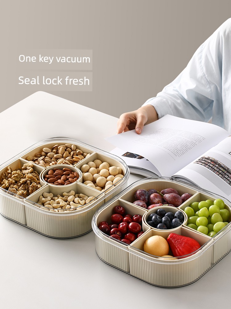 Fasola Fruit Plate For Home Living Room Coffee Table Dried Fruit Tray New Year Snack Display Plate Storage Grid Sealed Storage Box