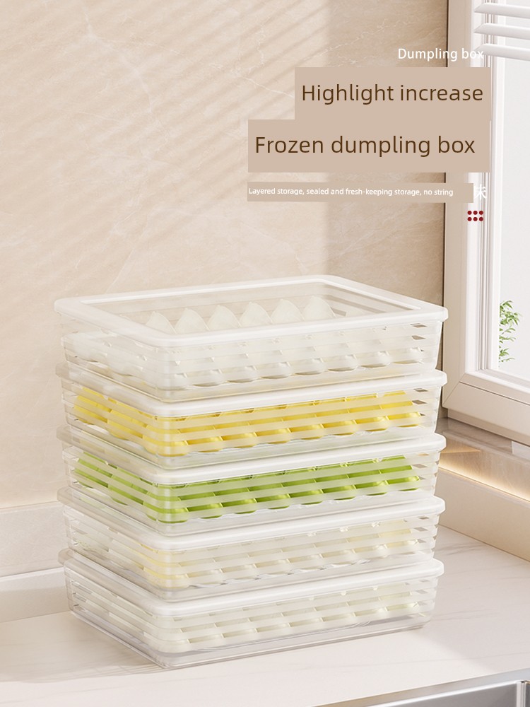 One-Piece Forget Dumplings Storage Box Refrigerator For Home Fresh-Keeping Box Dumpling Wonton Quick-Frozen Box Food Grade Freezer Box