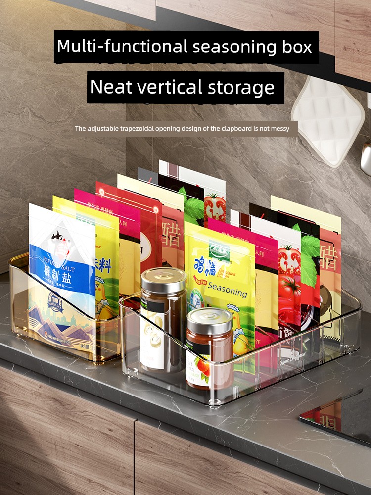 Multi-Functional Seasoning Storage Box Table Kitchen For Home Multi-Functional Compartment Tray Multi-Grid Spice Jar Storage Rack