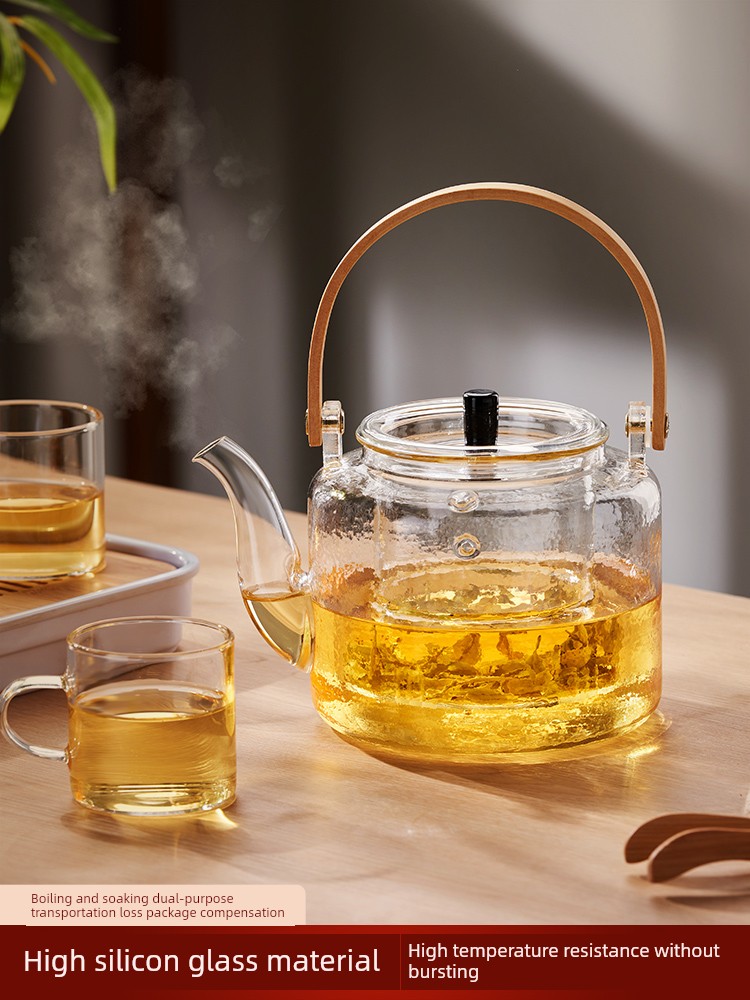 Jie'an Xi Tea Brewing Pot Glass Borosilicate Boiling Water Teapot Loop-Handled Household Tea Brewing High Temperature Resistant Electric Ceramic Stove Tea Cooker