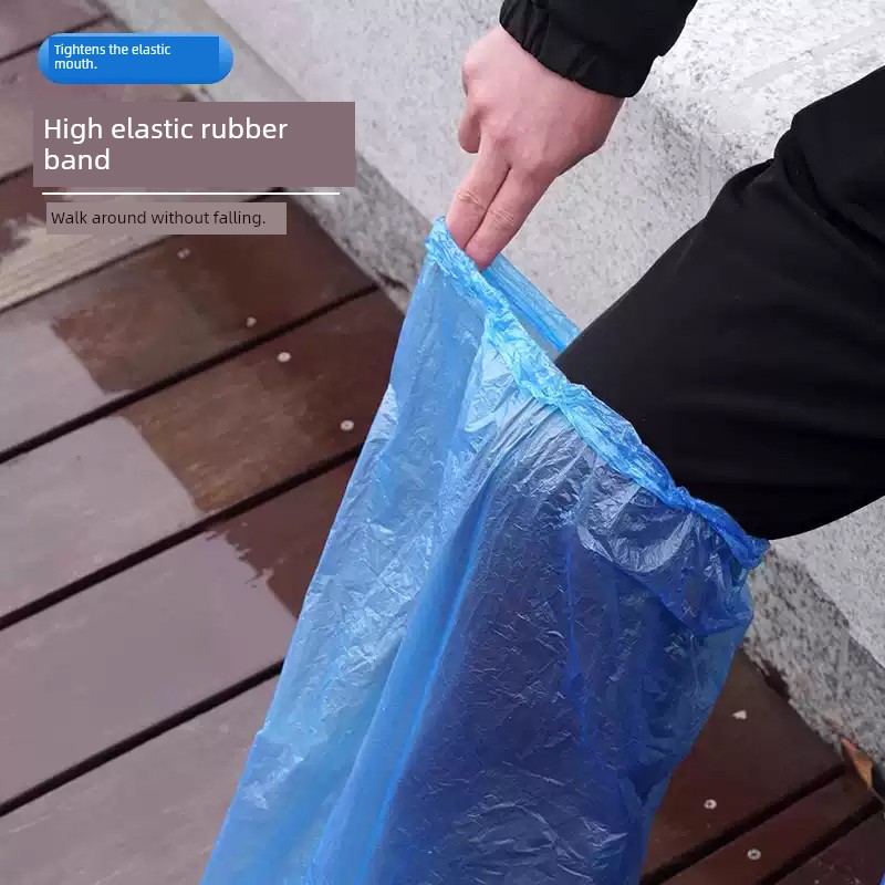 Disposable Rain Boots Shoe Cover Rainy Day Waterproof Non Slip Transparent Plastic Thick Wear-Resistant Foot Cover Rainproof Knee-High Socks Stocking