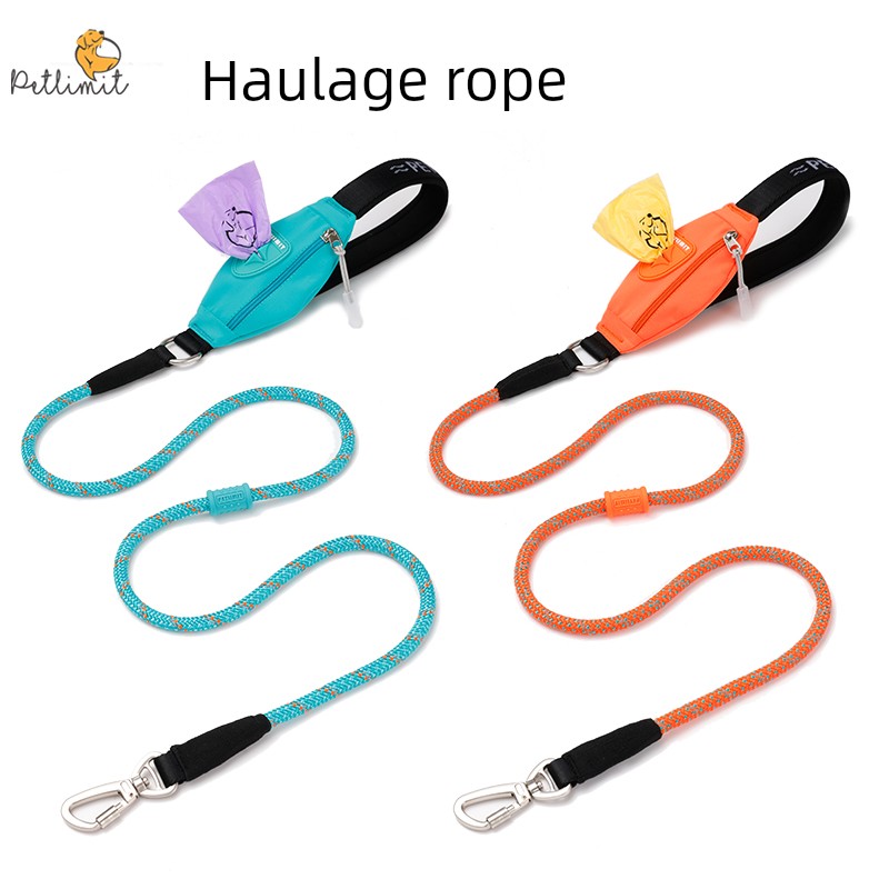 Dog Hand Holding Rope Dog Rope Small and Medium-Sized Dogs Teddy Corgi Dog Walking Chain Pet Dog Leash with Stool Bag Storage