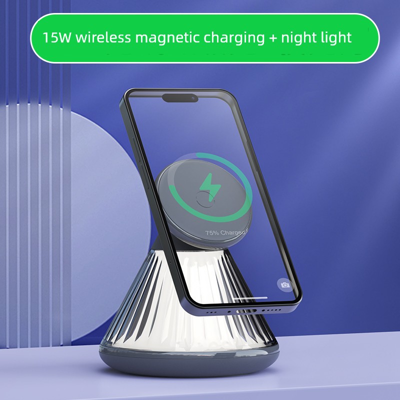 Magnetic Magnetic MagSafe Wireless Super Fast Charge for Apple 14 Mobile Phone Huawei Desktop Ambience Light Battery Charger Stand Iphone15promax Charger Charging Base Frame Small Night Lamp
