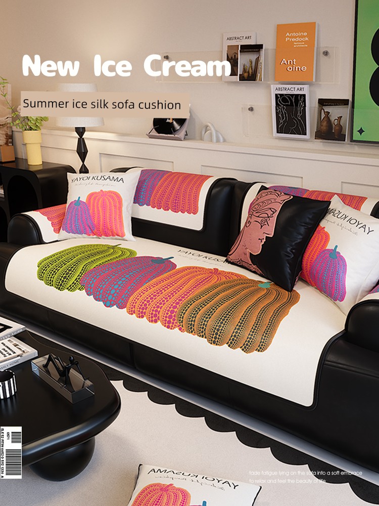 Summer Pumpkin Ice Silk Sofa Seat Cushion for Summer 2025 New Arrival Fancy Summer Non-Slip Sofa Cover Cover Cloth