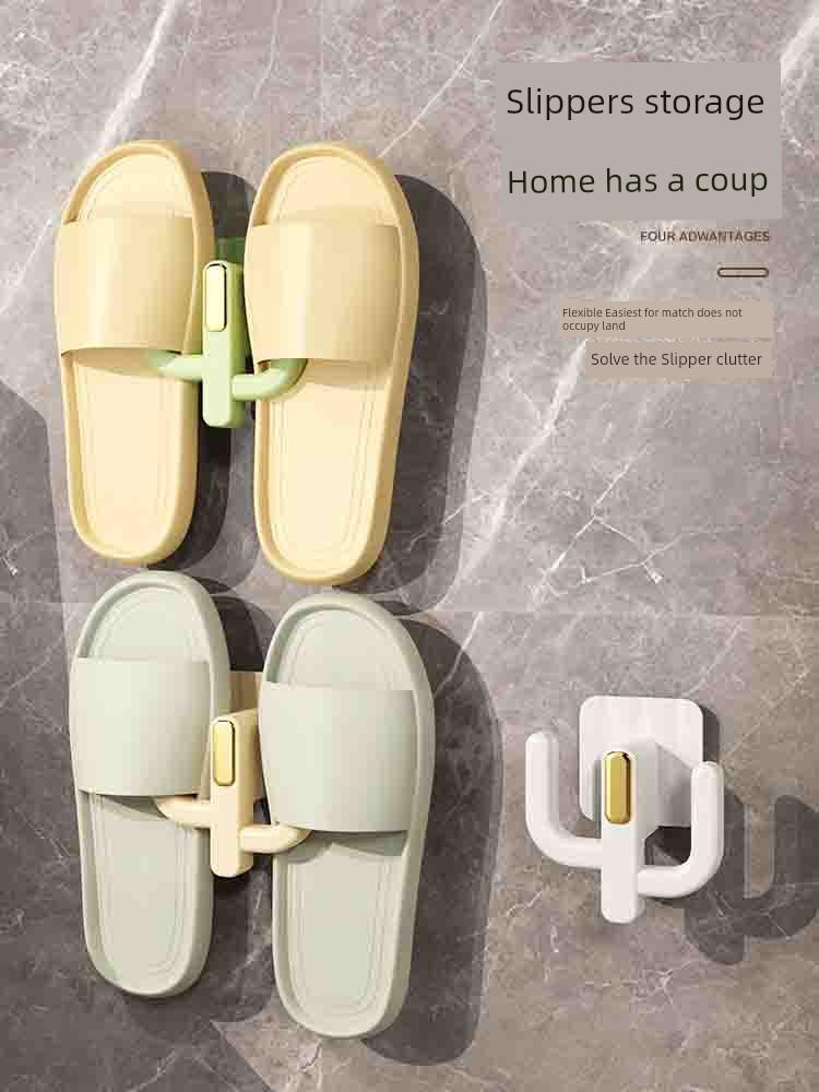 Bathroom Slipper Rack Punch-Free Minimalist Slipper Hook Bathroom Drain Rack Wall-Mounted Wall Storage Shoe Rack