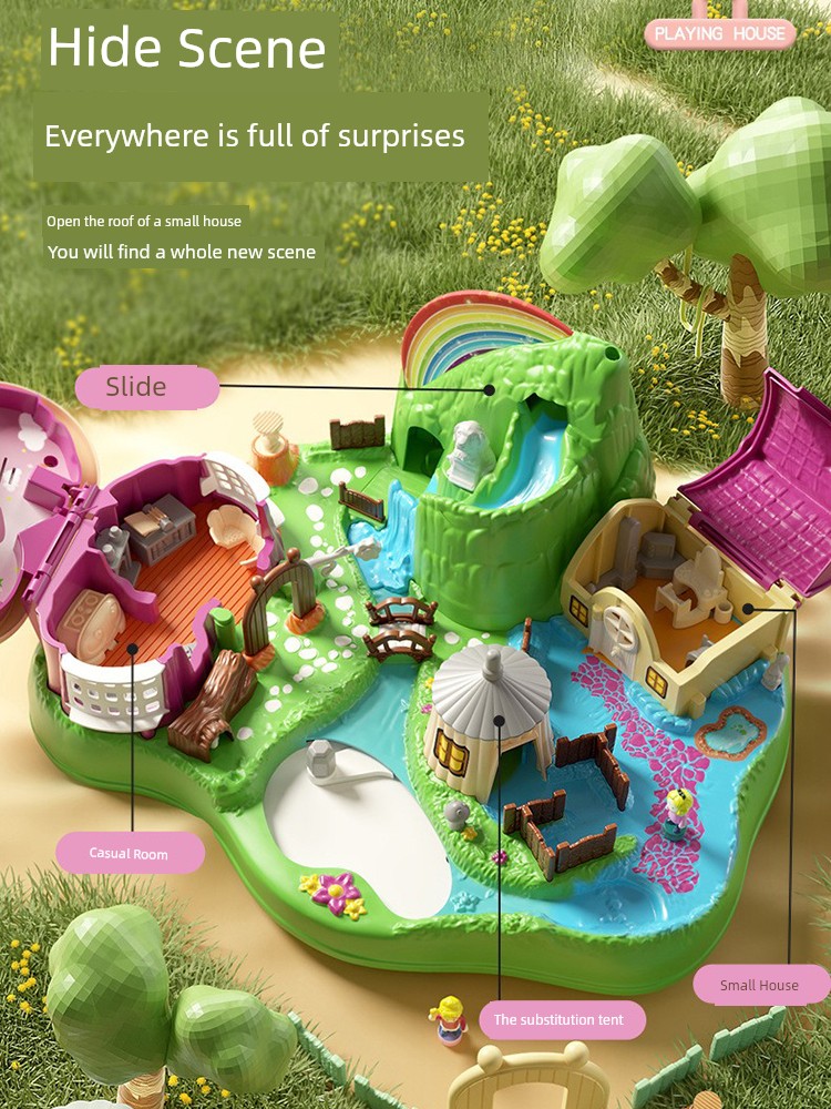 Kids Toy Magnetic Wonderful Cottage Figurine Doll Surprise Paradise 3-6 Years Old Play House Baby Early Education Puzzle