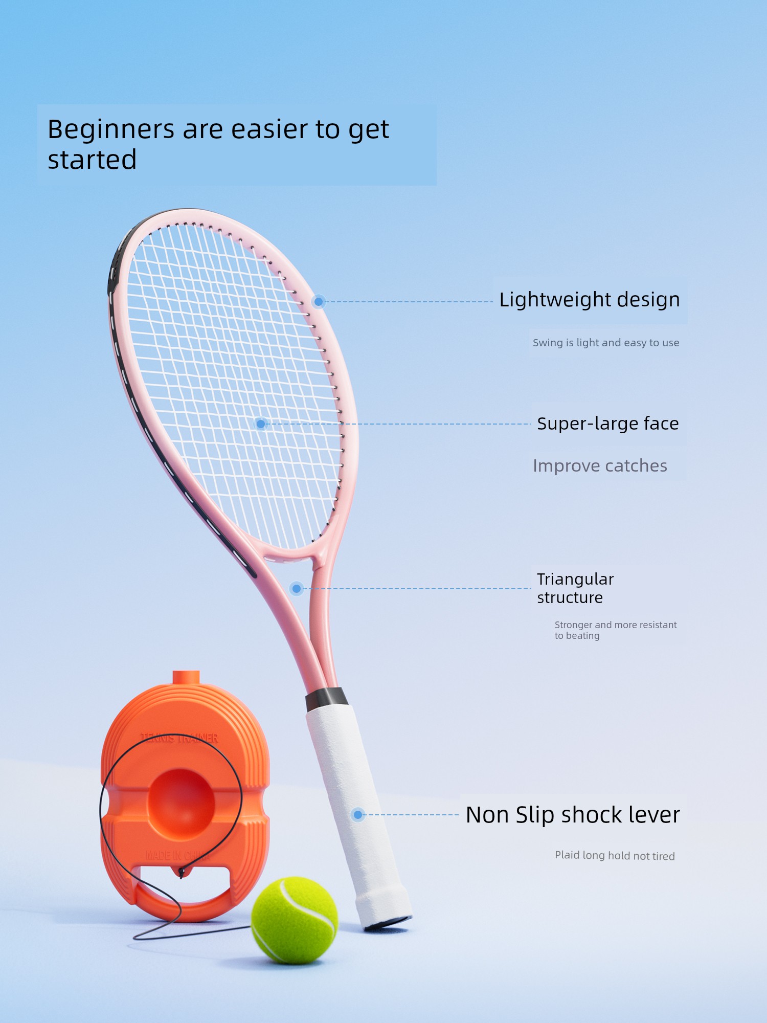 Yeejoo Single Rebound Children Beginners Tennis Rackets