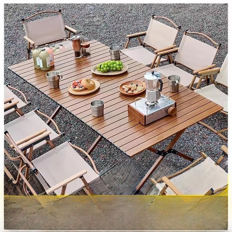 Foldable Egg Roll Table Picnic Equipment Full Set of Chairs Outdoor