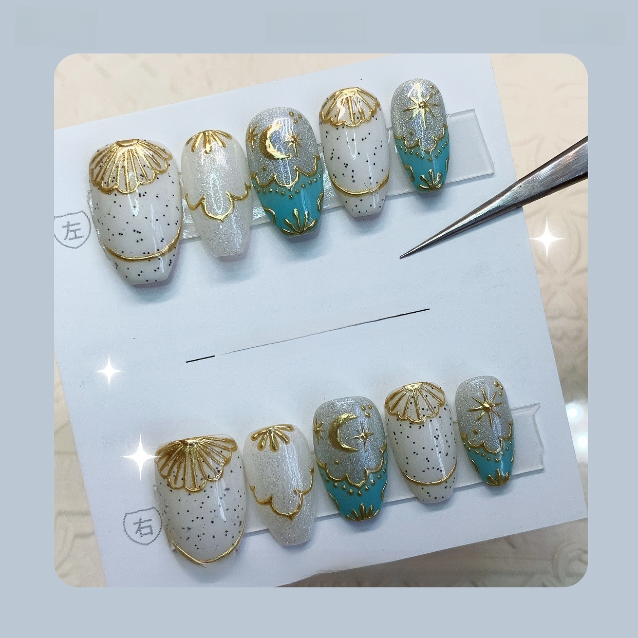 Bohemia Young Adult Hand-Painted Gilding Totem Star Moon Myth Nail Stickers Detachable