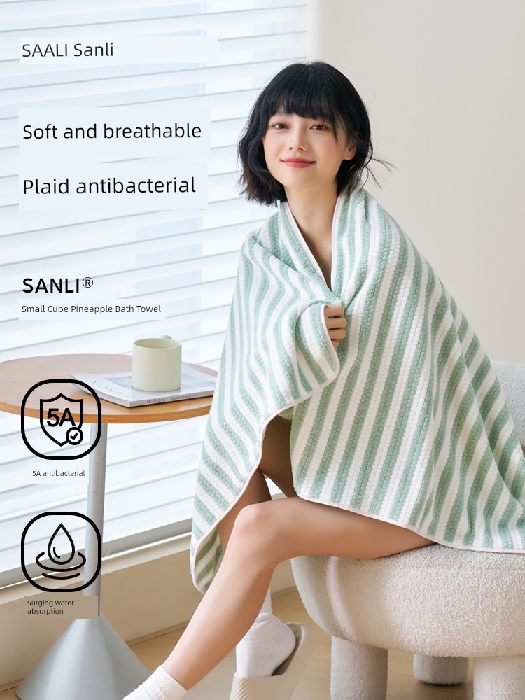 Sanli Bath Towel Female For Home 2024 New Arrival than Pure Cotton All Cotton Absorbent Quick-Drying Hair Cap Adult Bath Wrapping Towel Male