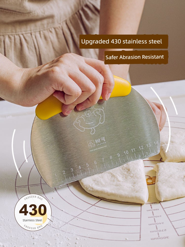 Shuke Fat Orange Stainless Steel Dough Scraper Multi-Functional Cream Cake Spatula Baking Scraper Kitchen Cut Steamed Bread Rice Noodles
