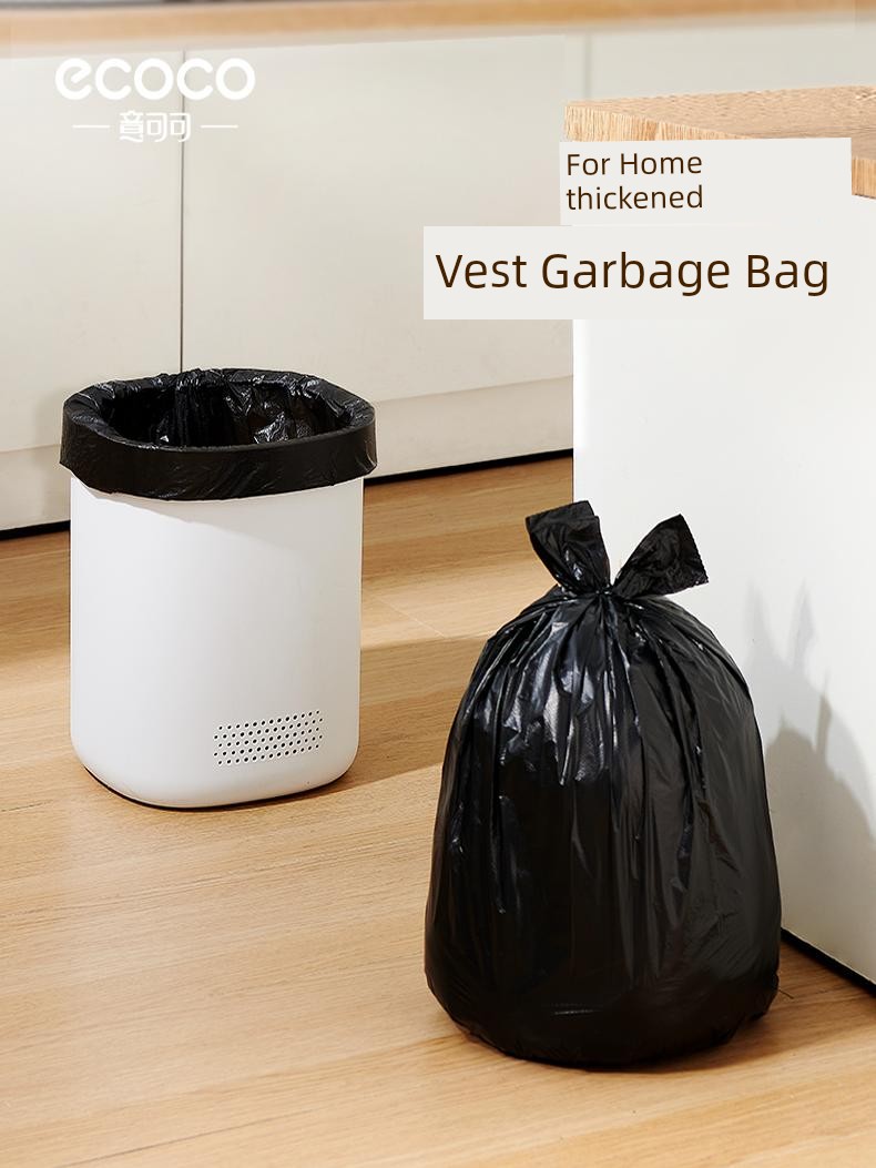 Ecoco Garbage Bag For Home Thickened Portable Large Affordable Kitchen Black Vest Extra Thick Plastic Bag