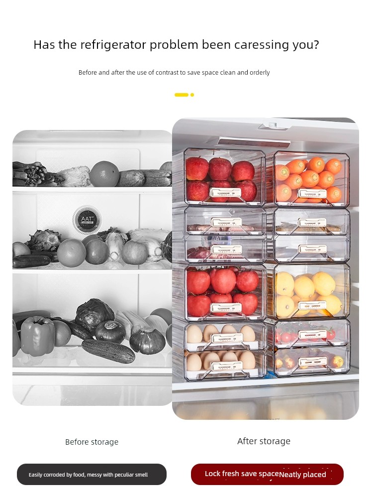 A Refrigerator Storage Box-Drawer Crisper for Refrigerator Food Grade Fruit Egg Organize Fantastic