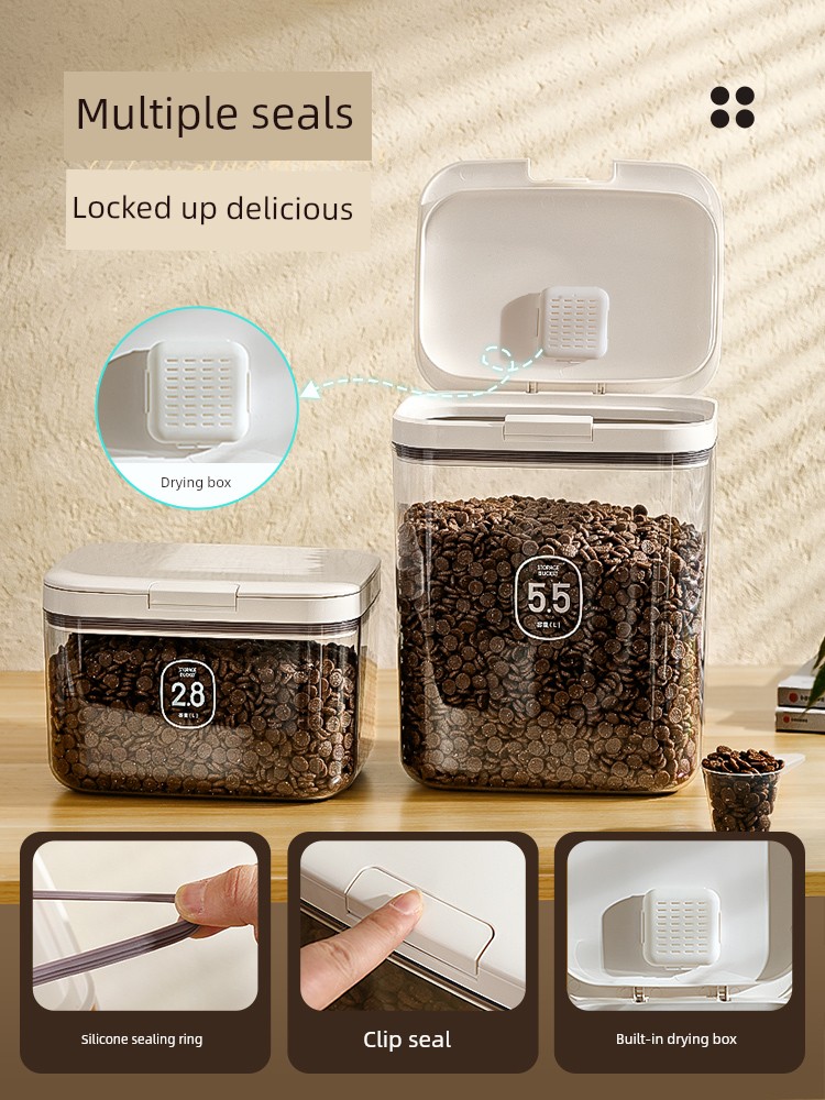 Cat Food Storage Bucket Dog Food Sealed Barrel Moisture-Proof Grain Bucket Pet Food Sealed Cat Food Can For Home Storage Box