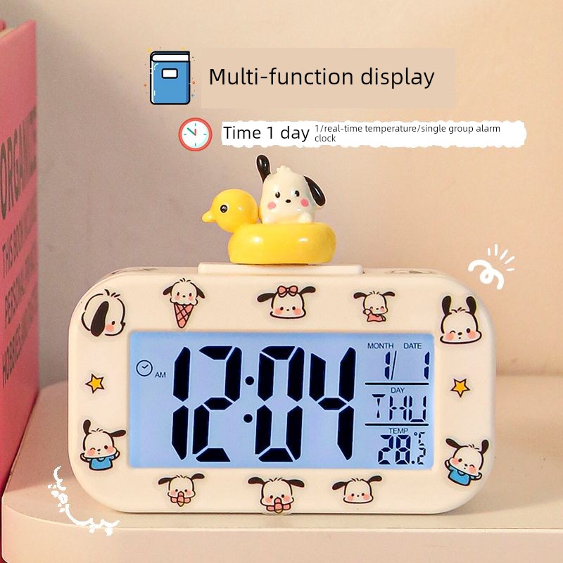 Three-Dimensional Cartoon Cute Little Alarm Clock Desktop Digital Clock Niche Style Timer Dual-Use Student Only Get up Dormitory