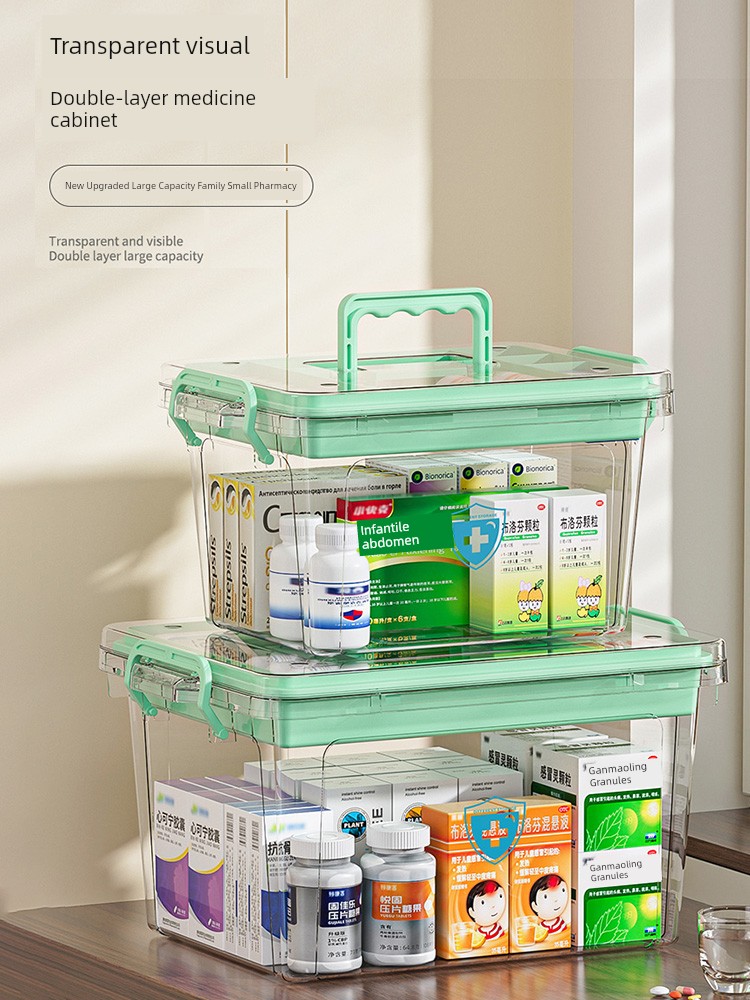 Medicine Box Family Pack Multi-Layer Transparent Medicine Box Large First Aid Medicine Storage Box For Home Drug Category Storage Box