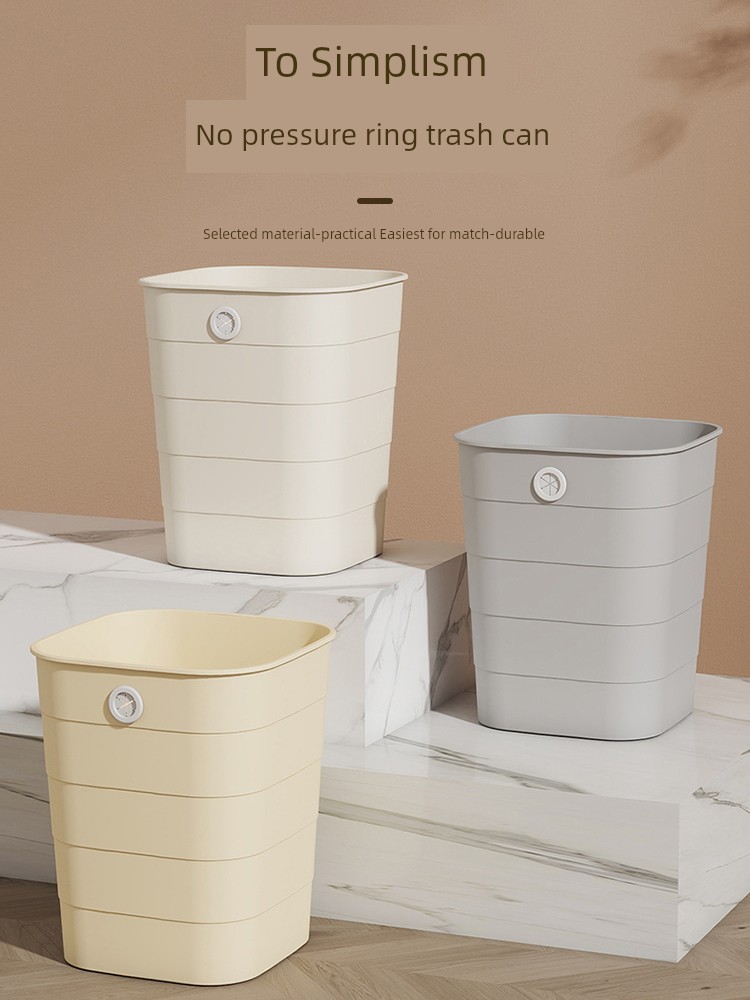 Trash Can For Home 2024 New Arrival Kitchen Living Room Bedroom Minimalist Storage Bucket Toilet Large Capacity Wastebasket