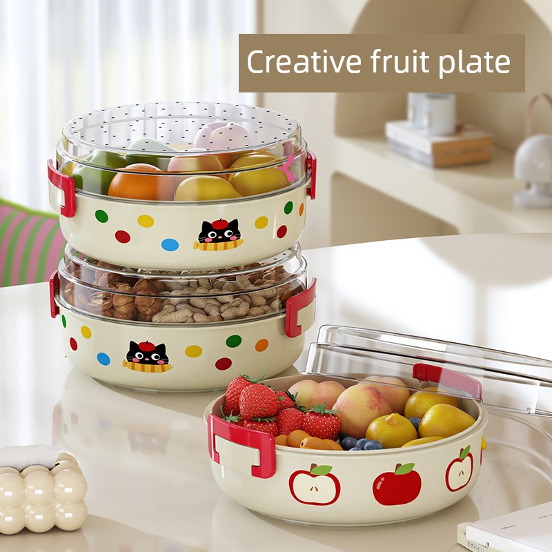 Dopamine Double-Layer Drain Compote Living Room Home Coffee Table Candy Box Snacks Nuts Storage Box Creative Dried Fruit Tray