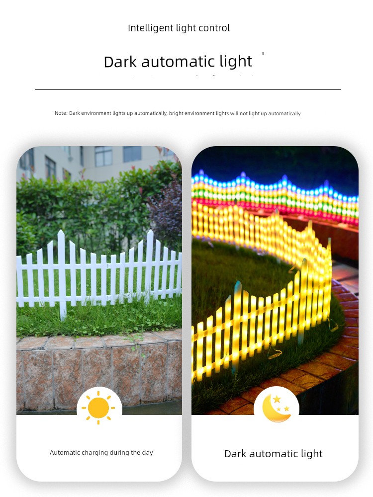 Solar Courtyard Ambience Light Outdoor Waterproof Lawn Lamp Scene Layout Decoration Luminous Fence Light Guard Bar, Fence