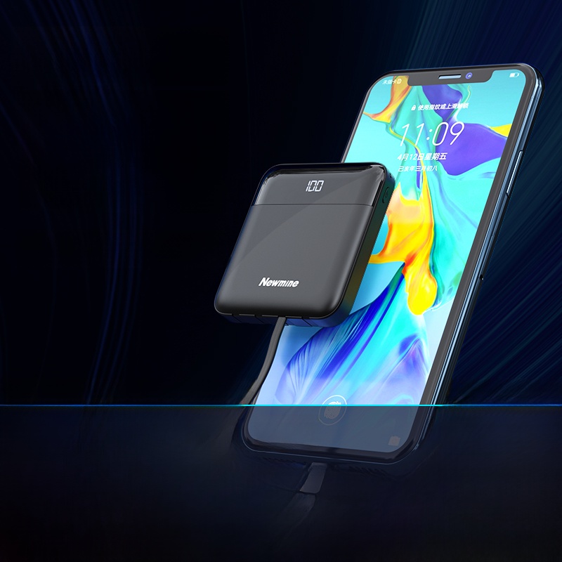 Newman Comes with Four-Wire Power Bank 10000 MA-Hour Light Movable Power Supply for Apple Huawei with Flashlight