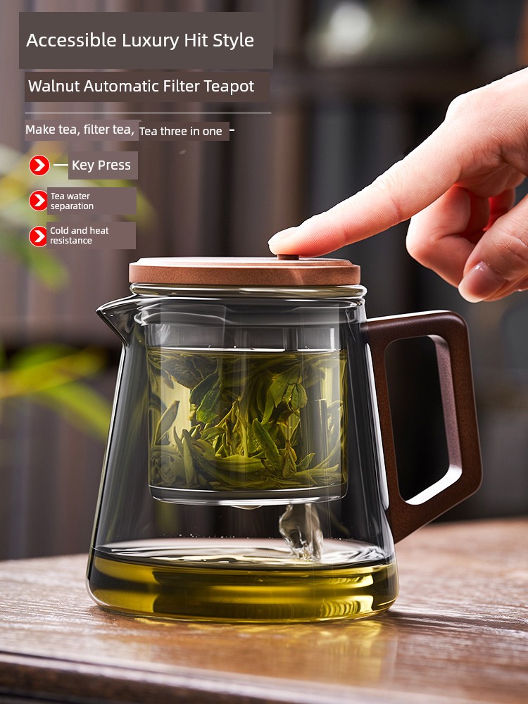 Jie'an Xi Elegant Cup Teapot Tea Making For Home 2024 New Arrival Tea Water Separation Tea Cup Glass Liner Tea Set