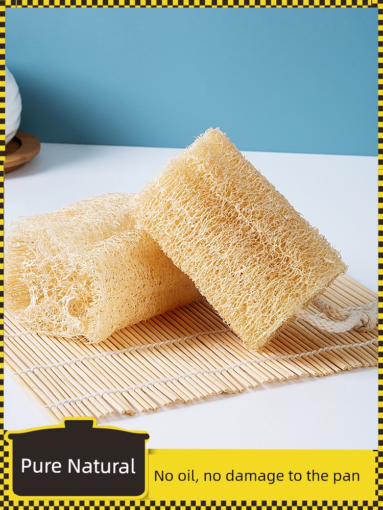 Loofah Dish Brush Pot Handy Gadget Steel Wire Dishcloth Household Kitchen Cleaning Scouring Pad Natural Loofah Brush Bowl