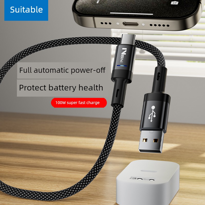 Applicable Charger Weaving Typec Data Cable 100W Fast Charge 6A for Android Super Tpyec Long TPC Mobile Phone for Android Flash Charge Car Tapyc Line Typc