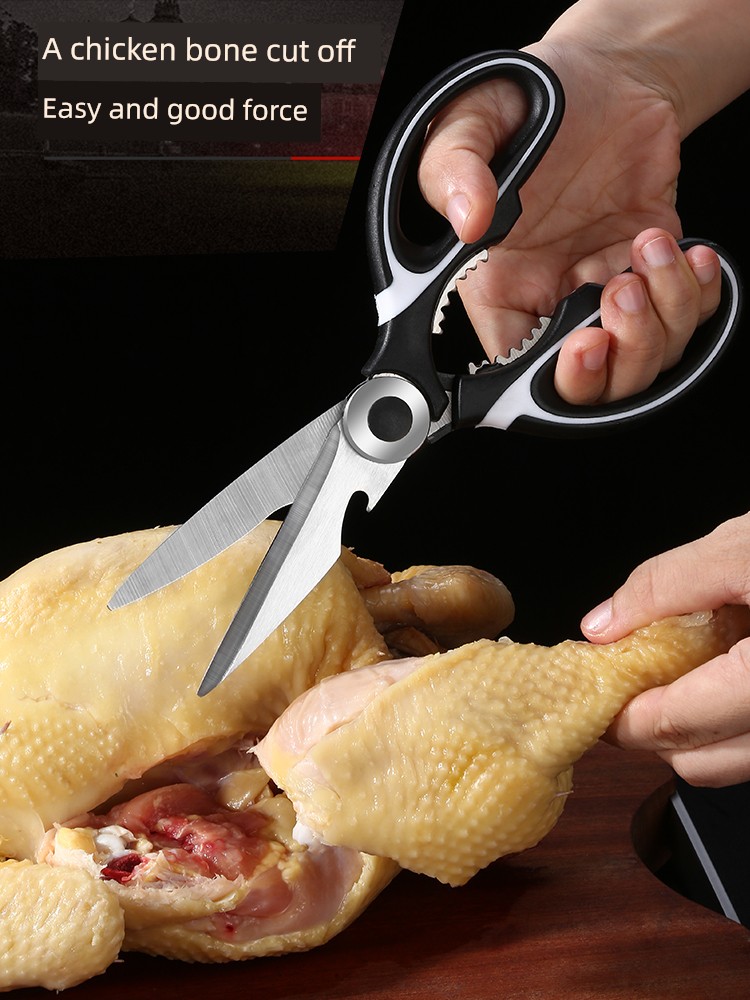 Multi-Functional Kitchen Scissors Extra Large Stainless Steel Strong Chicken Bone Scissors Household Scissors Meat Seafood Fish Killing Food Scissors