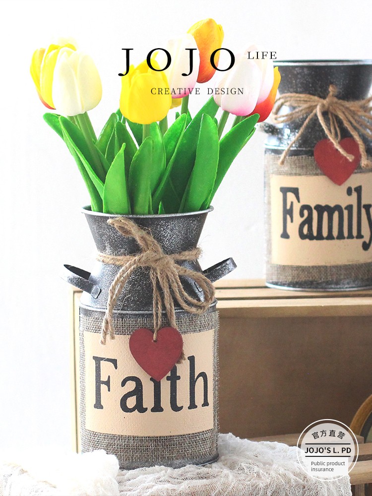 Jojo's L. Pd. JIN. Retro Style Iron Sheet Flower Bucket Flower Bucket Flower Bucket Metal Home Decoration | Zhou Jin