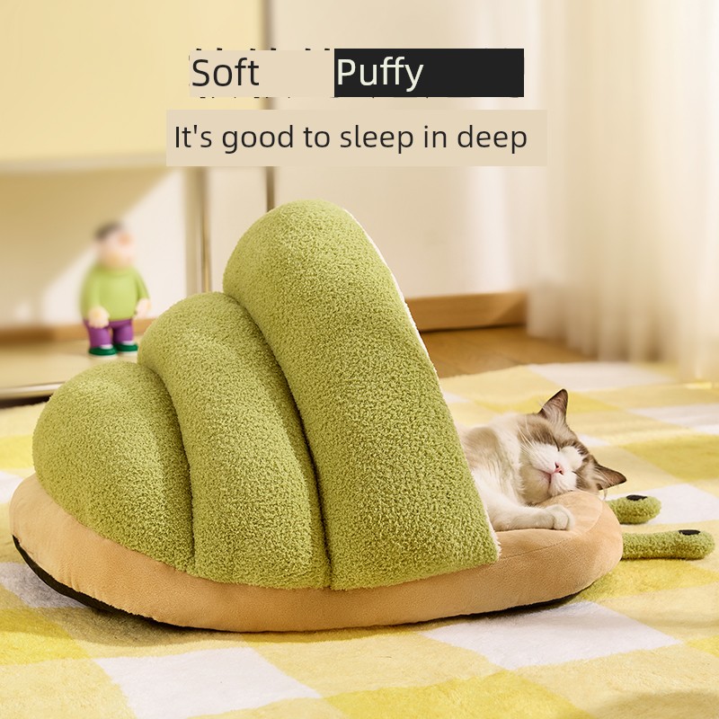 Slippers Thermal Quilt Winter Semi-Closed Cat Nest