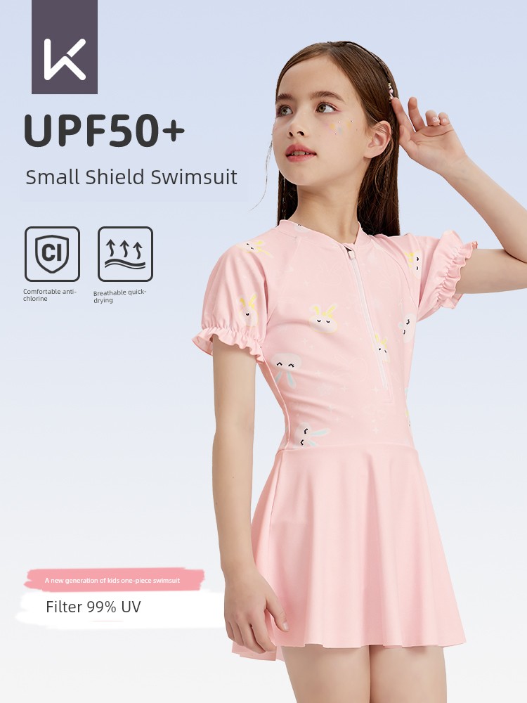 Keep Kids Swimsuit Girl Dress Type Children's 2025 New Arrival Hot Spring Girl Cute Sun Protective Swimsuit