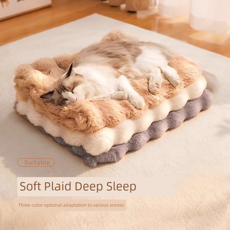 Cat Mat Winter Sleep Fall and Winter Pet Blanket Winter Heattech Kennel Thickened Dehaired Angora Cat Nest Cat Mattress