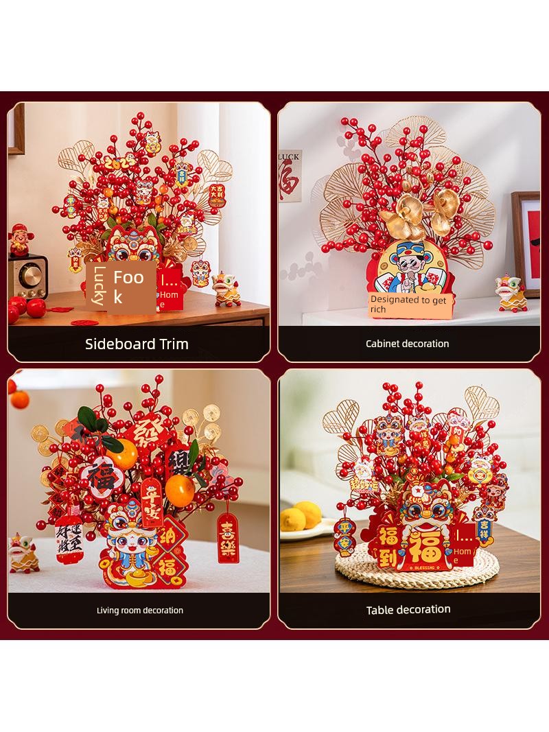 Jujiajia New Year Living Room Decoration Supplies Fu Bucket Luminous Decoration Snake Year New Arrival Chinese New Year Atmosphere Decoration Cloth